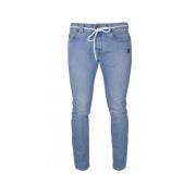 Blauwe Slim Jeans met Trekkoord in de Taille Off White , Blue , Heren