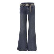 Flared Denim Jeans met Kettingriem Michael Kors , Blue , Dames