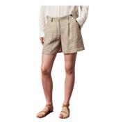 Relaxed Fit Katoen-Linnen Bermuda Shorts Massimo Alba , Brown , Dames