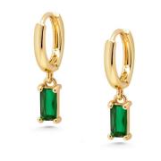 Women's Huggie Earrings with Green Charm Nialaya , Yellow , Dames