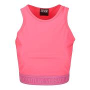Roze elastisch logo joggingtop Versace Jeans Couture , Pink , Dames