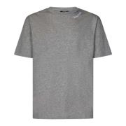 Grijze Biologisch Katoenen T-Shirt met Geborduurd Logo Balmain , Gray ...
