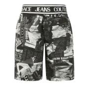Logo All-Over Shorts Versace Jeans Couture , Black , Heren