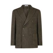 Dubbelrijige wollen K-Jacket Boglioli , Green , Heren