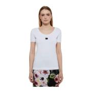 Witte katoenen T-shirt met logo Dolce & Gabbana , White , Dames