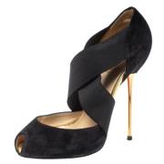 Pre-owned Fabric sandals Christian Louboutin Pre-owned , Black , Dames