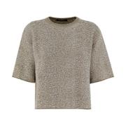 Verfijnde Tweedsteek Crewneck T-Shirt Fabiana Filippi , Gray , Dames
