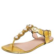 Pre-owned Leather sandals Gucci Vintage , Yellow , Dames