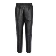 Zwarte leren sweatpants met elastische tailleband MOS Mosh , Black , D...