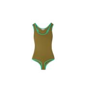 Rekbare olijfgroene jersey body Sunnei , Green , Dames