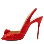 Pre-owned Satin sandals Christian Louboutin Pre-owned , Red , Dames