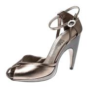 Pre-owned Leather sandals Salvatore Ferragamo Pre-owned , Gray , Dames