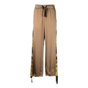 Barocco Print Wijde Pijpen Broek Versace , Brown , Heren