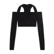 Stijlvolle Zwarte Crop Top met Uitsnijding Alexander McQueen , Black ,...