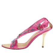 Pre-owned Satin sandals René Caovilla Pre-owned , Pink , Dames