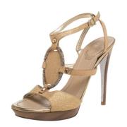 Pre-owned Fabric sandals René Caovilla Pre-owned , Beige , Dames