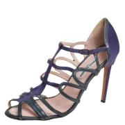 Pre-owned Leather sandals Manolo Blahnik Pre-owned , Purple , Dames