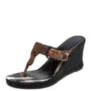 Pre-owned Leather sandals Burberry Vintage , Gray , Dames