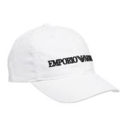 Verstelbare effen pet met logo borduursels Emporio Armani , White , He...