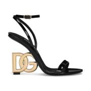 Zwarte Sandalen met Goud-geplateerde Hak Dolce & Gabbana , Black , Dam...