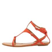 Pre-owned Leather sandals Ralph Lauren Pre-owned , Orange , Dames