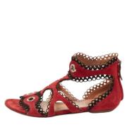Pre-owned Suede sandals Alaïa Pre-owned , Red , Dames