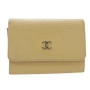 Pre-owned Leather wallets Chanel Vintage , Beige , Dames