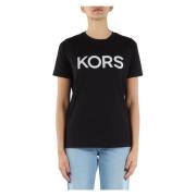 Organisch Katoenen Logo T-shirt Michael Kors , Black , Dames