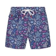 Blauwe Zwemshorts met Vis en Koraalpatroon Kiton , Blue , Heren