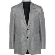 Houndstooth Wollen Blazer Brioni , Gray , Heren