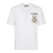 Getekend Teddybeer T-Shirt Moschino , White , Heren