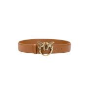 Zijden Leren Love Birds Riem Pinko , Brown , Dames