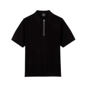 Zwarte Zip Neck Polo PS By Paul Smith , Black , Heren