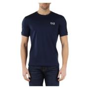 Katoenen T-shirt met Logo Print Emporio Armani EA7 , Blue , Heren