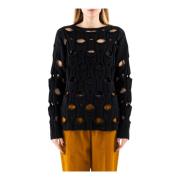 Round-neck Knitwear Tela , Black , Dames