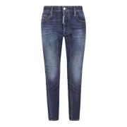 Blauwe Biker Jeans Dsquared2 , Blue , Heren