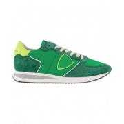 Neon Groene Suède Sneakers met Gele Spoiler Philippe Model , Green , H...