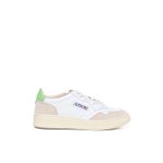 Witte Leren Sneakers met Groene Hiel Autry , Multicolor , Dames