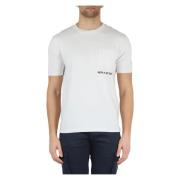 Katoenen T-shirt met Voorzakje Replay , White , Heren