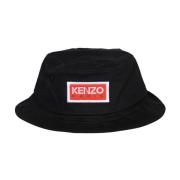 Stijlvolle Bucket Hat met Logo Patch Kenzo , Black , Heren