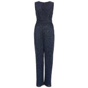 Plissé Lurex Jumpsuit Swing , Blue , Dames