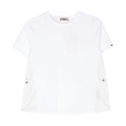 Katoen Nylon T-Shirt Herno , White , Dames