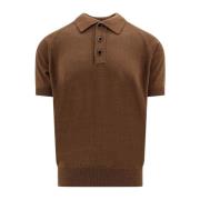 Bruine Wol Katoen T-Shirt Lardini , Brown , Heren