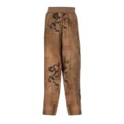 Bruine broek met elastische taille UMA Wang , Brown , Dames
