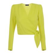 Gele Georgette Shirt met Lange Mouwen Elisabetta Franchi , Yellow , Da...