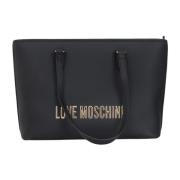 Zwarte Eco-Vriendelijke Shopper Tas met Logo Belettering Love Moschino...