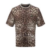 Bruine Katoenen T-Shirt met Logo Plaque Dolce & Gabbana , Brown , Here...