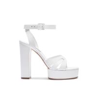 Witte Leren Plateau Sandaal Casadei , White , Dames