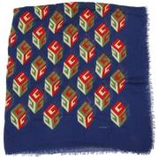 Pre-owned Silk scarves Gucci Vintage , Blue , Dames