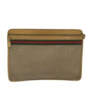 Pre-owned Canvas clutches Gucci Vintage , Beige , Dames